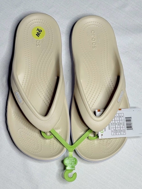 CROCS Shoes - New Crocs Women’s Bayaband Flip Beige Cream Sandals Flip Flip Size 9